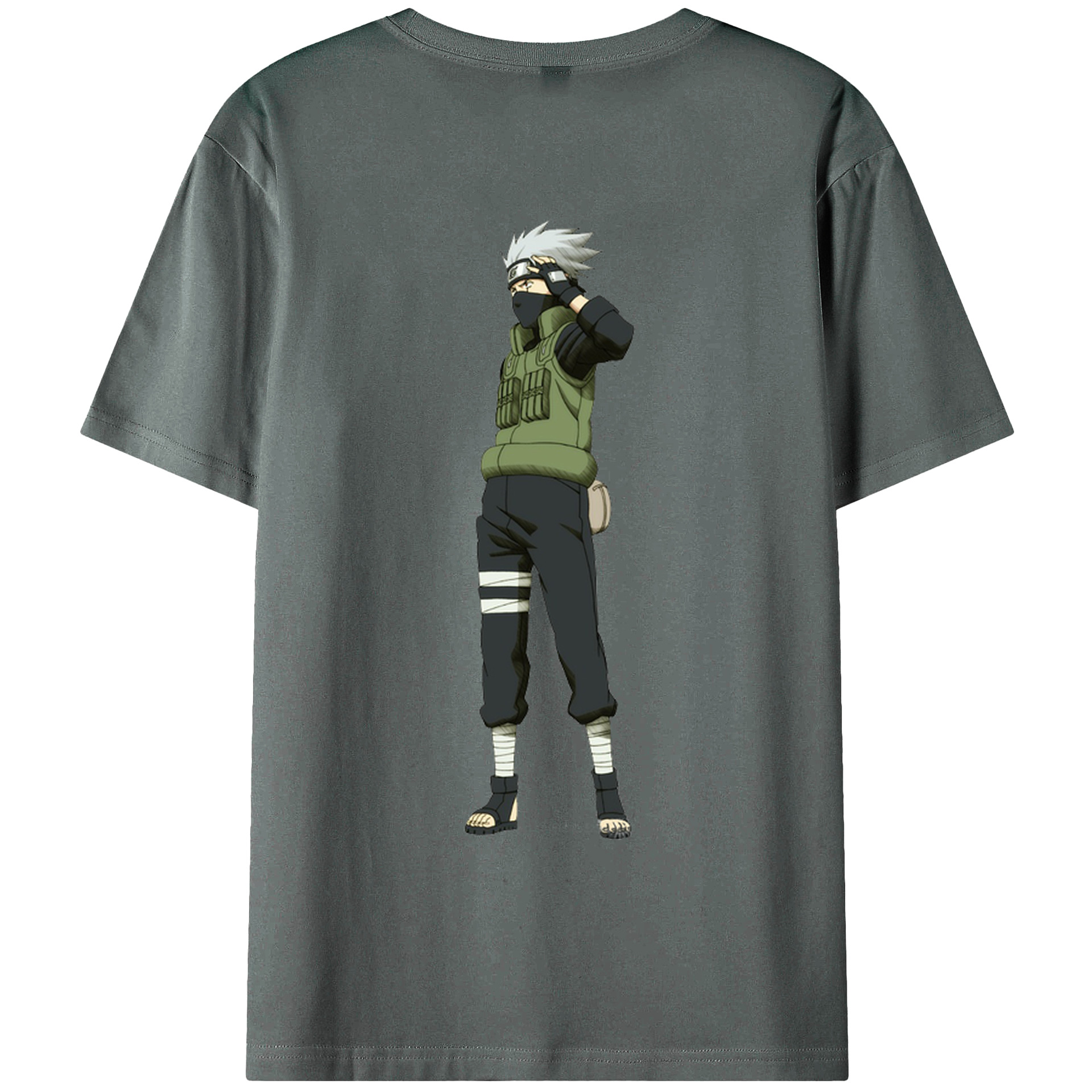 （画像用） NARUTO -ナルト- はたけ カカシ Hatake Kakashi 綿100％ メンズ半袖Tシャツ（バックプリント） 通気性